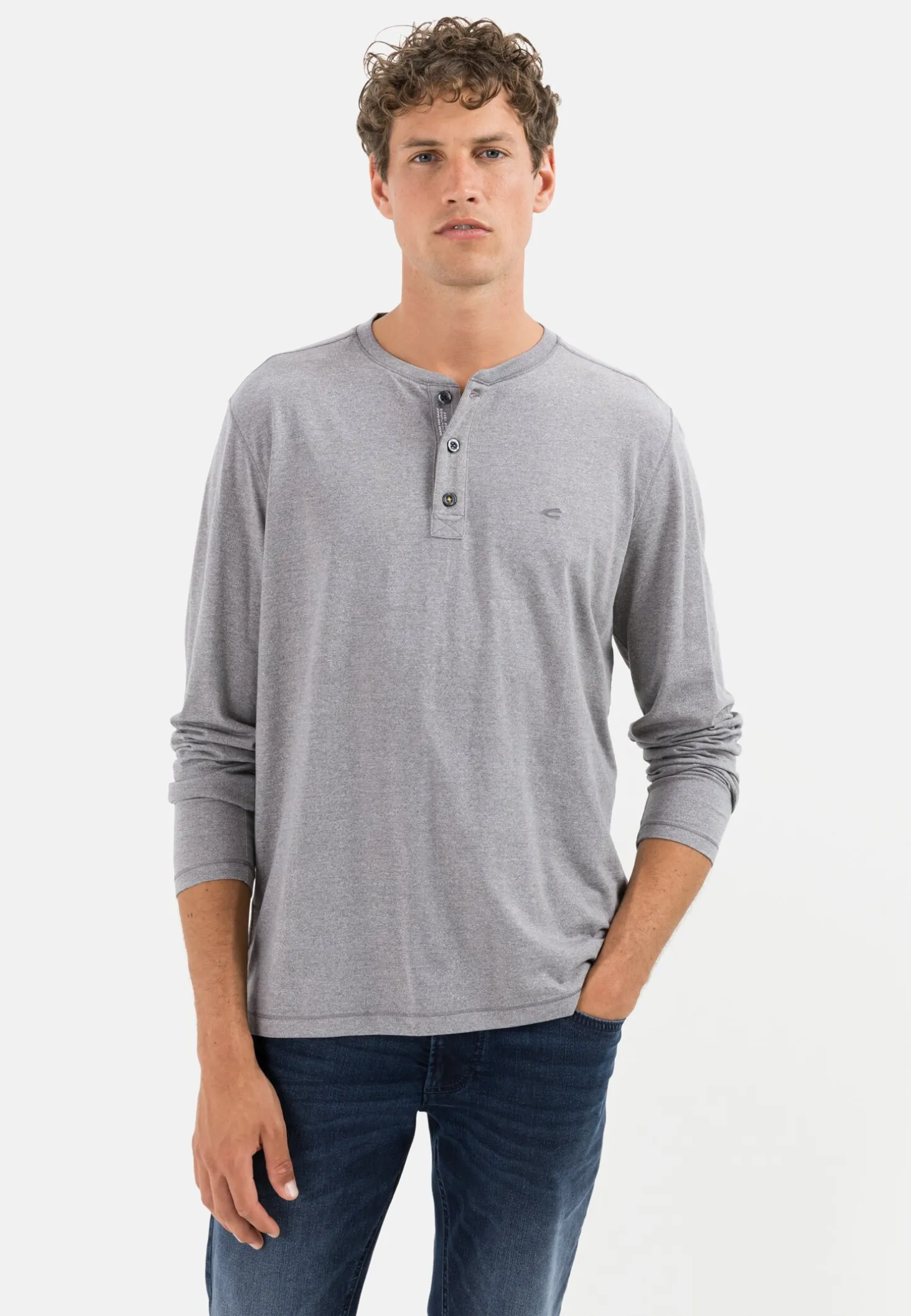 Langarm Henleyshirt aus nachhaltigem Baumwollmix