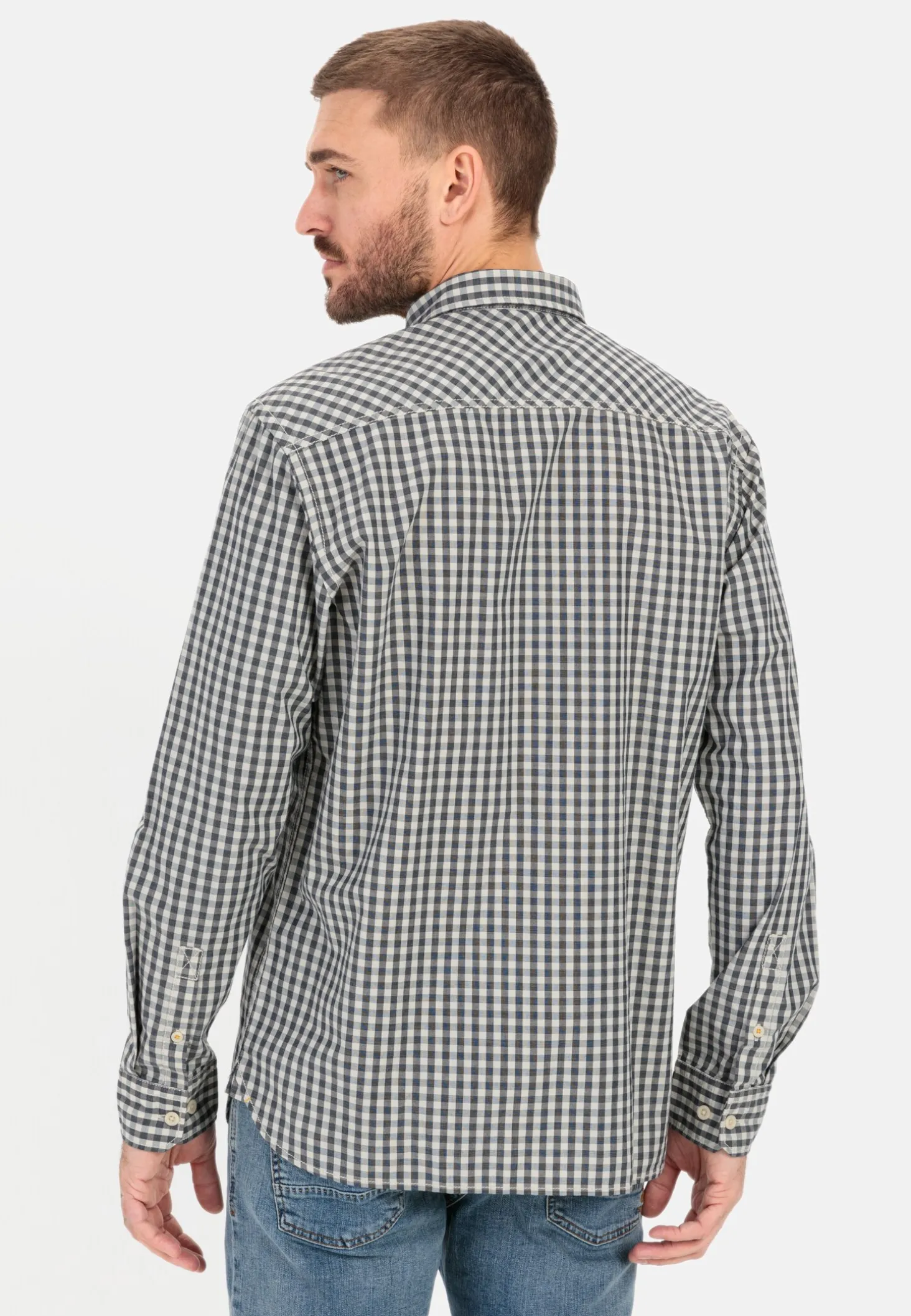 Langarm Shirt aus reiner Baumwolle mit Button-Down-Kragen