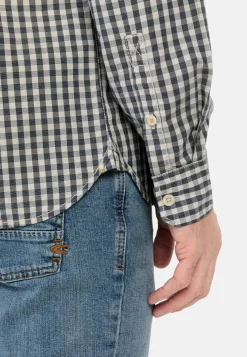 Langarm Shirt aus reiner Baumwolle mit Button-Down-Kragen
