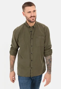 Langarm Shirt aus reiner Baumwolle mit Button-Down Kragen und Brusttasche