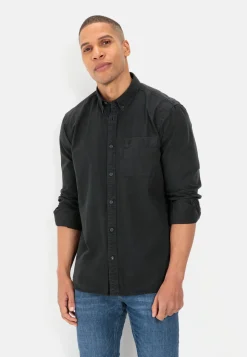 Langarm Shirt aus reiner Baumwolle mit Button-Down Kragen und Brusttasche