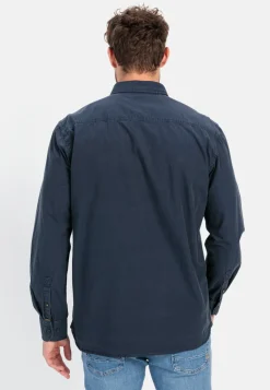Langarm Shirt aus reiner Baumwolle mit Button-Down Kragen und Brusttasche