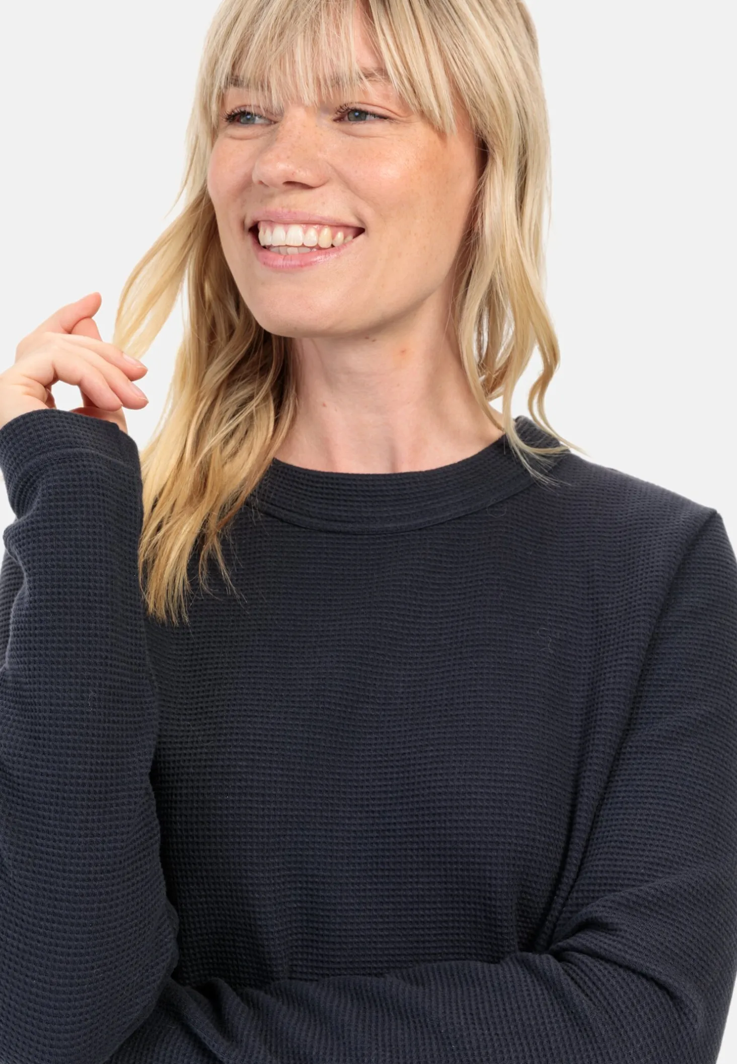 Langarm Sweatshirt mit Waffelmuster