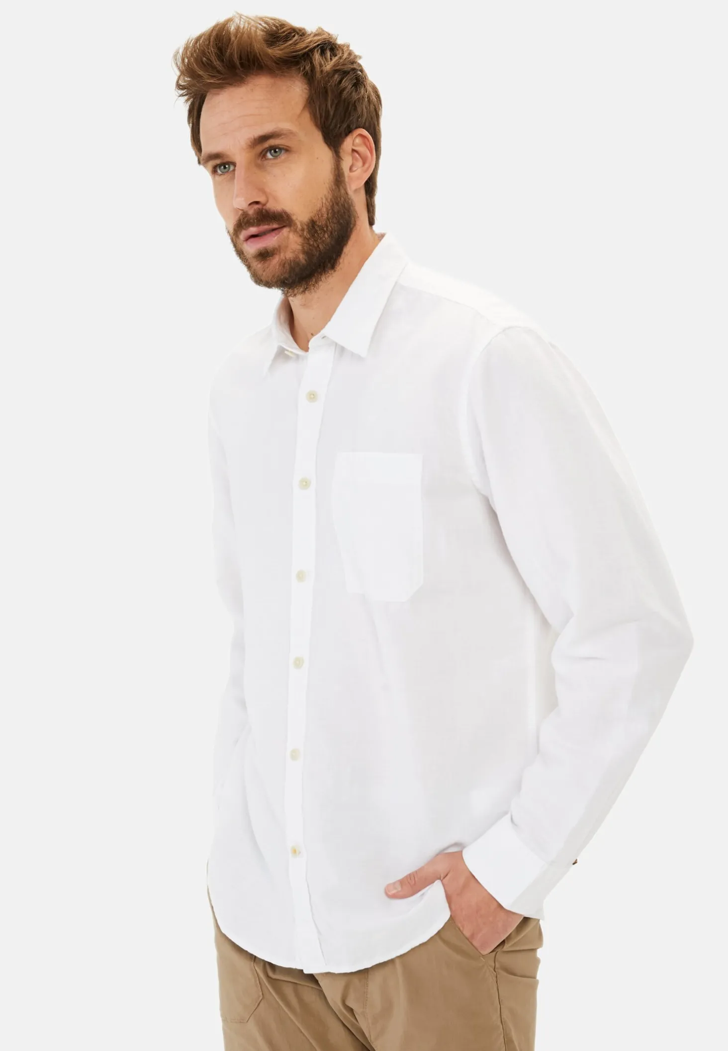 Langarm-Leinenhemd mit Soft-Wash-Veredelung