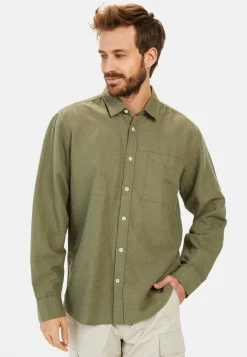 Langarm-Leinenhemd mit Soft-Wash-Veredelung