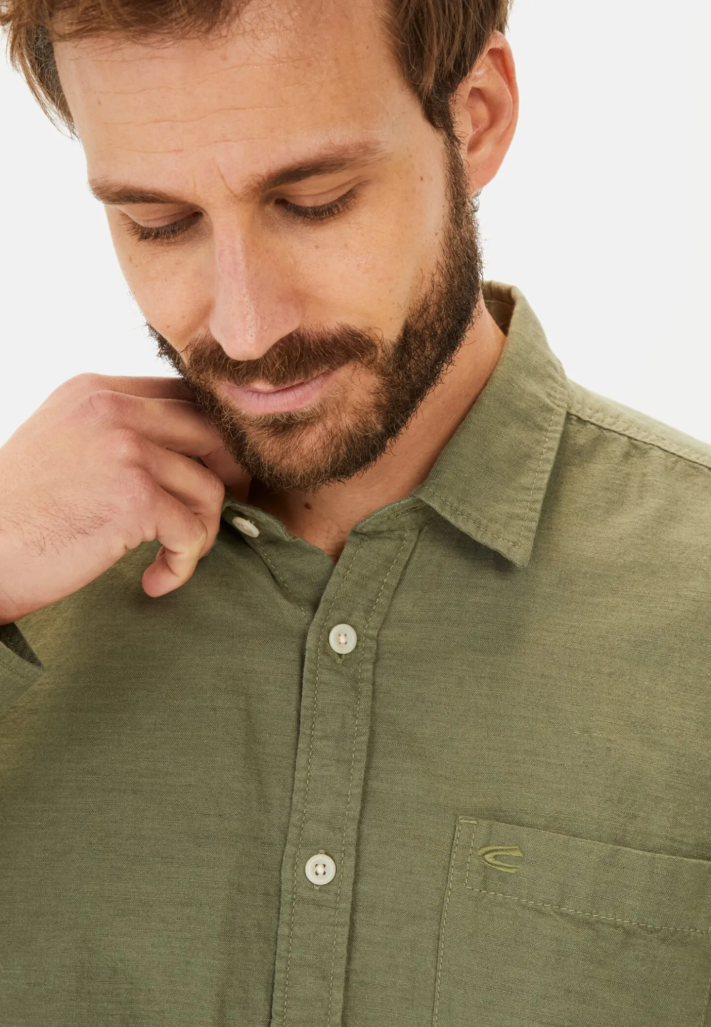 Langarm-Leinenhemd mit Soft-Wash-Veredelung