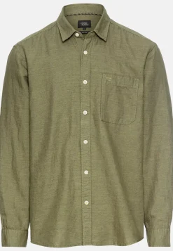 Langarm-Leinenhemd mit Soft-Wash-Veredelung