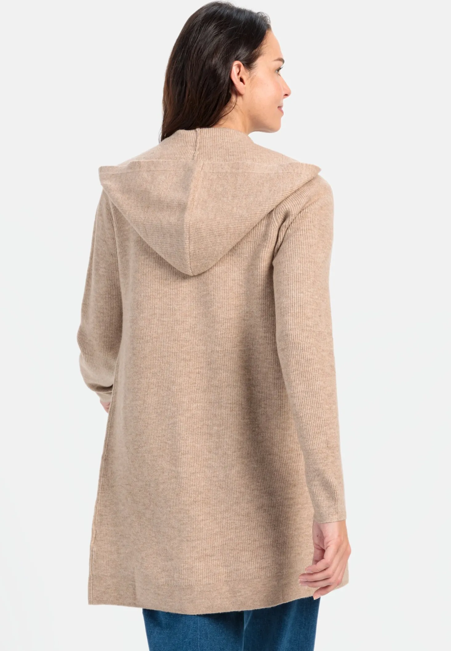 Langer Cardigan mit Kapuze