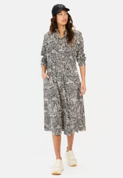 Langes Hemdblusenkleid mit Allover-Print
