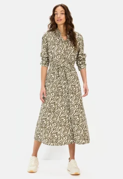 Langes Hemdblusenkleid mit Allover-Print