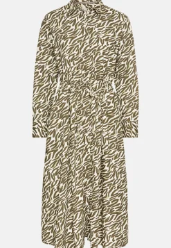 Langes Hemdblusenkleid mit Allover-Print