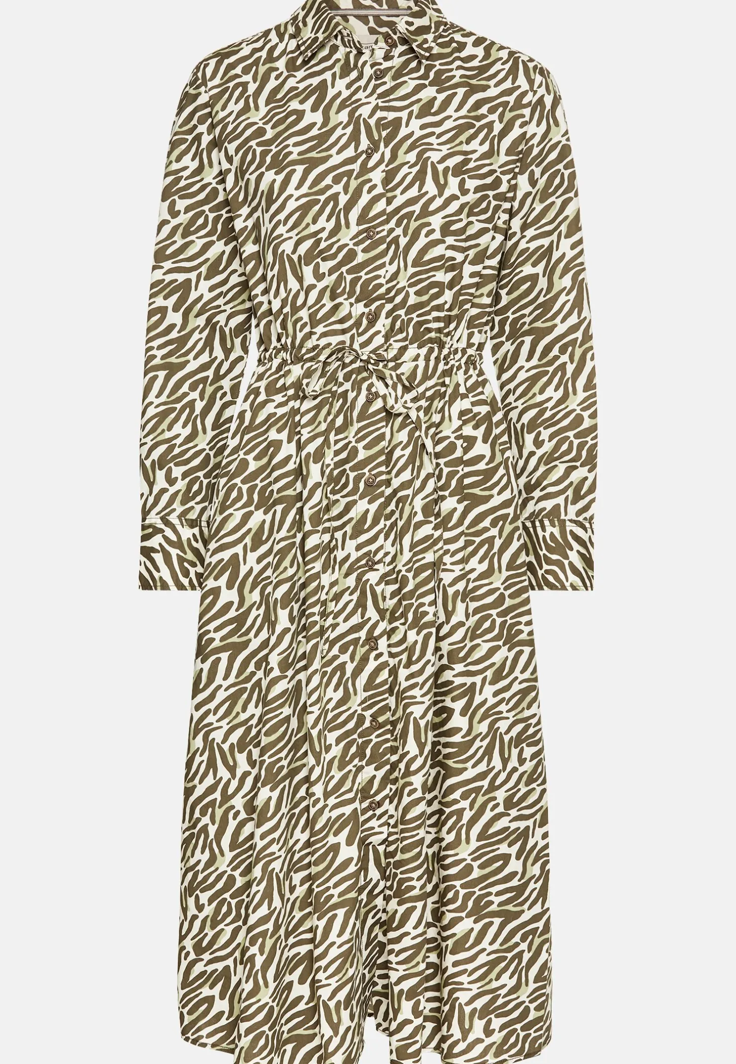 Langes Hemdblusenkleid mit Allover-Print