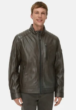 Leder Bikerjacke mit Stehkragen