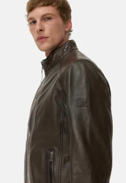Leder Bikerjacke mit Stehkragen