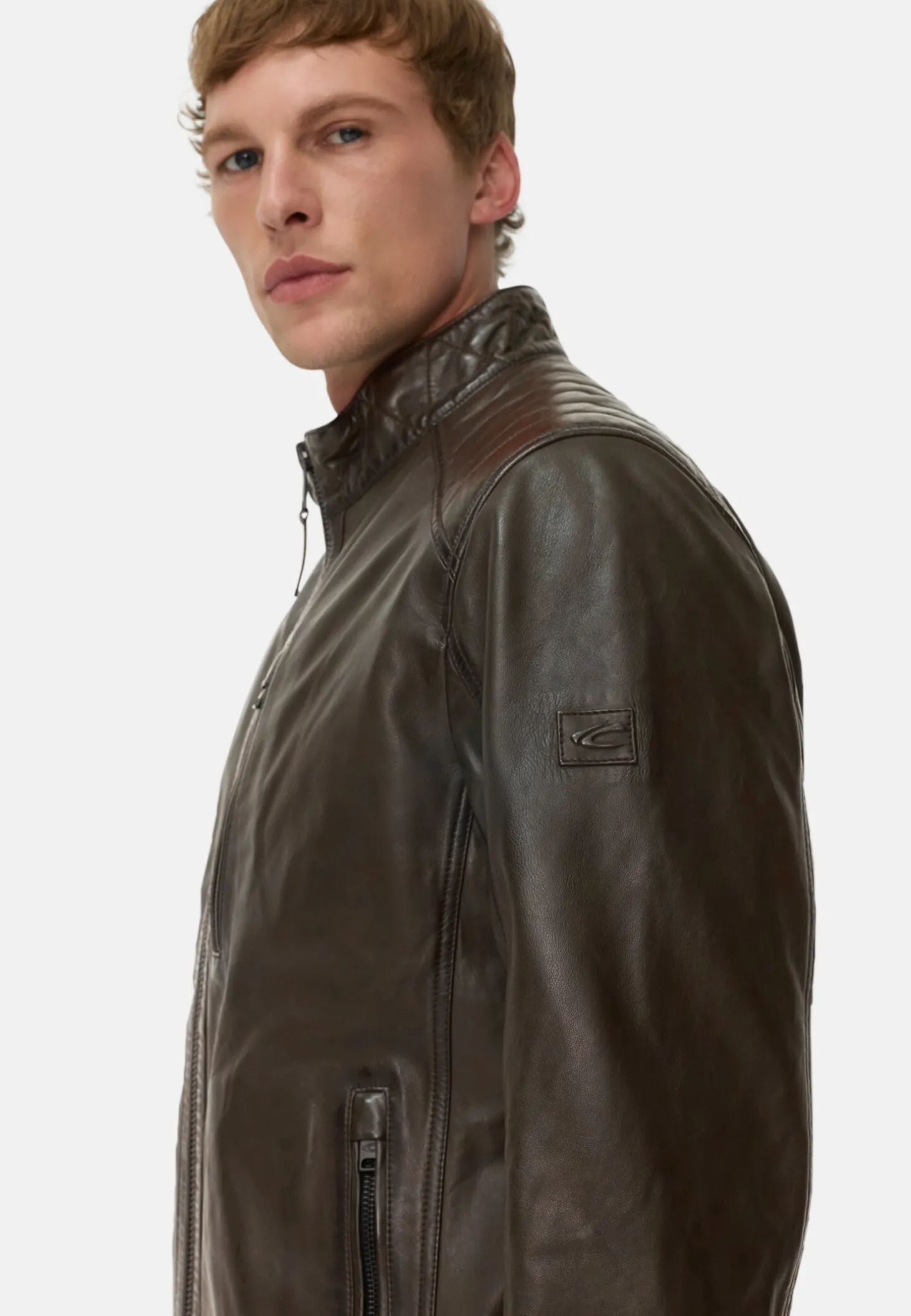 Leder Bikerjacke mit Stehkragen