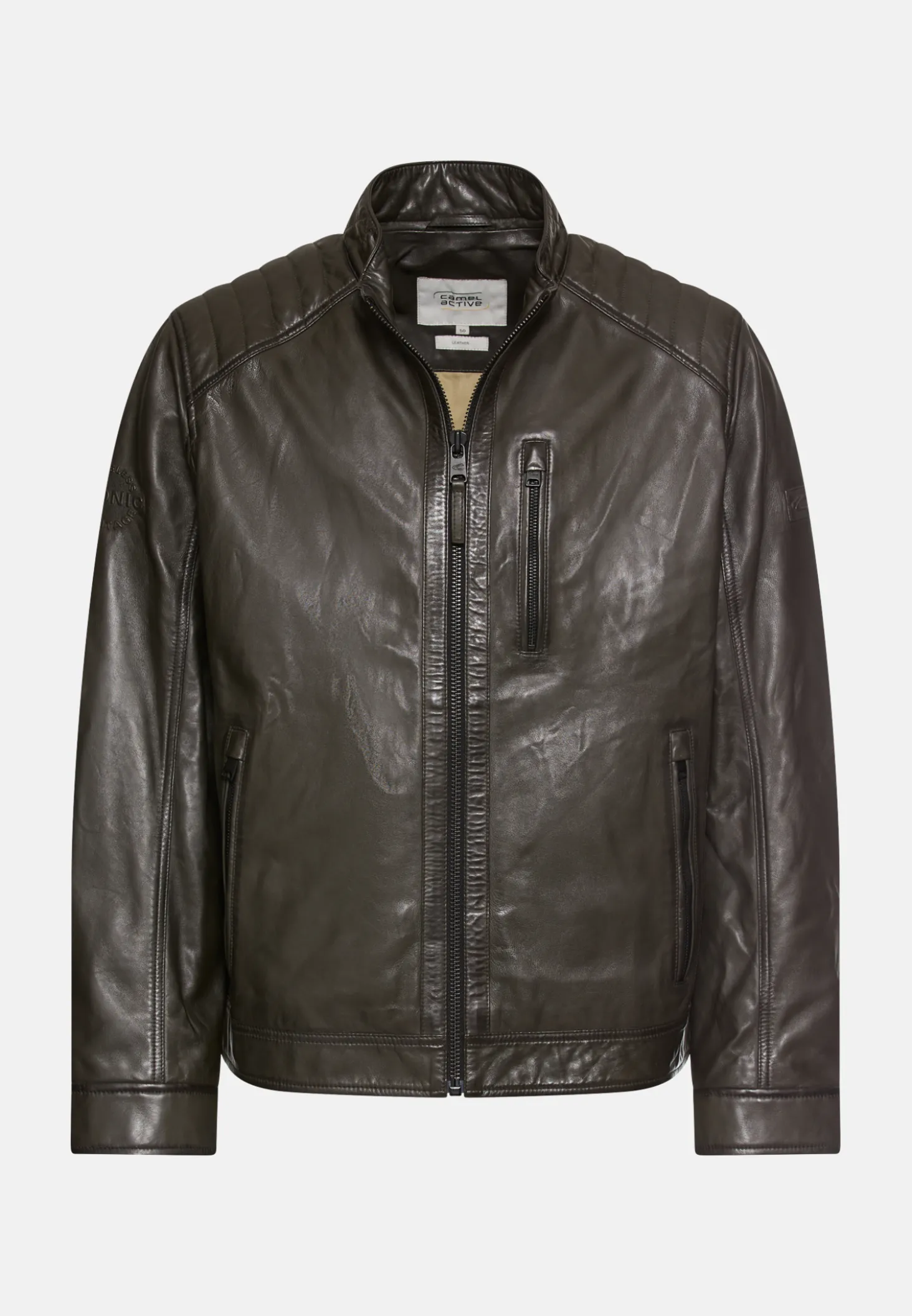 Leder Bikerjacke mit Stehkragen
