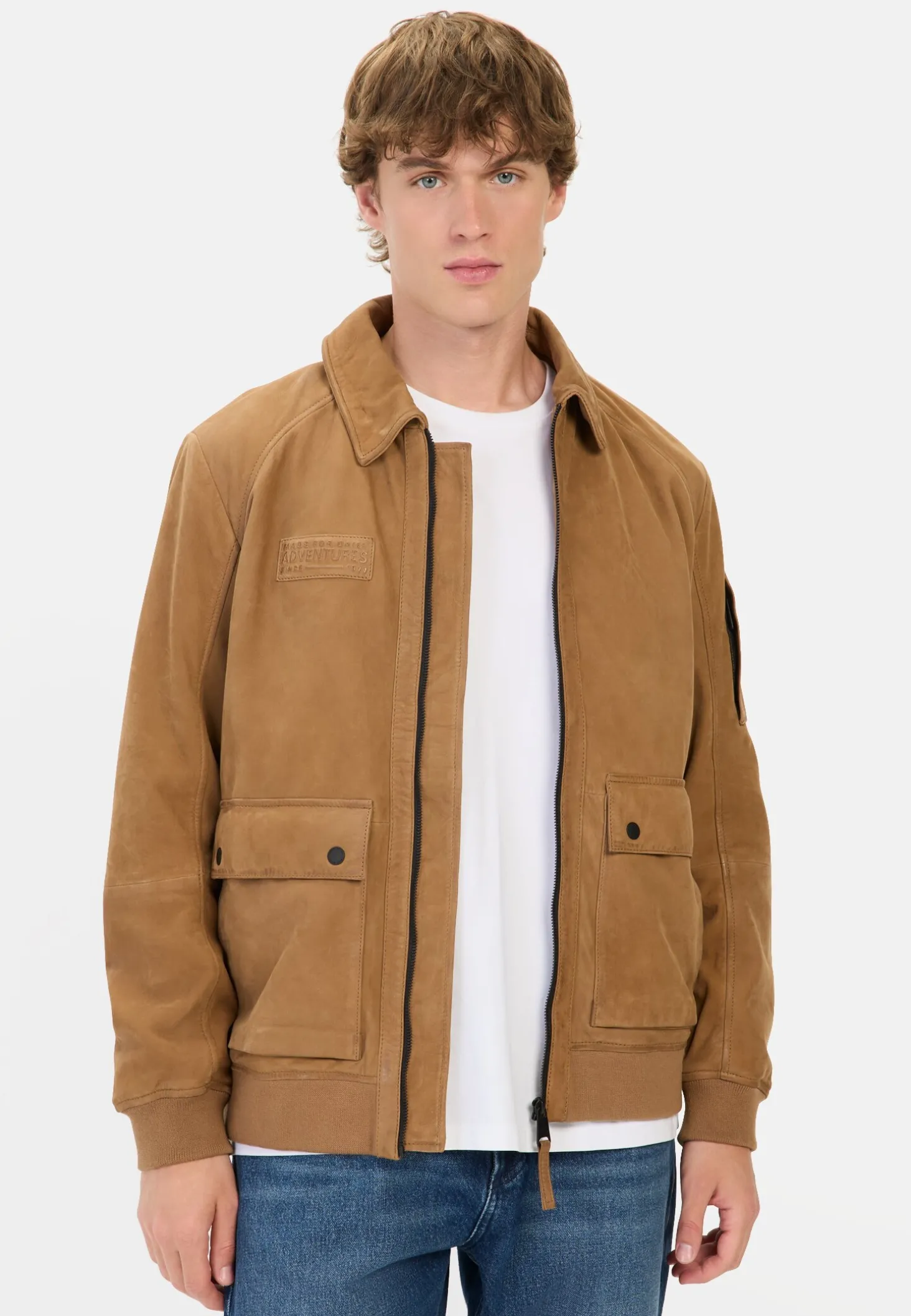 Leder Blouson mit Hemdkragen