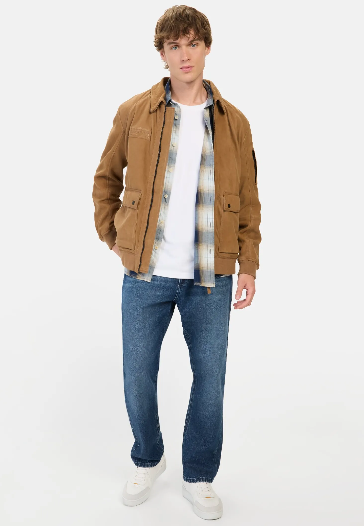 Leder Blouson mit Hemdkragen