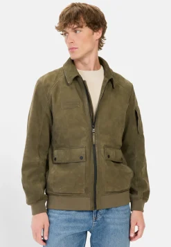 Leder Blouson mit Hemdkragen