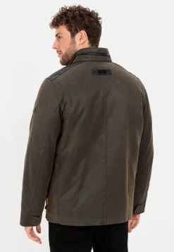 Leder Blouson mit Materialkontrast