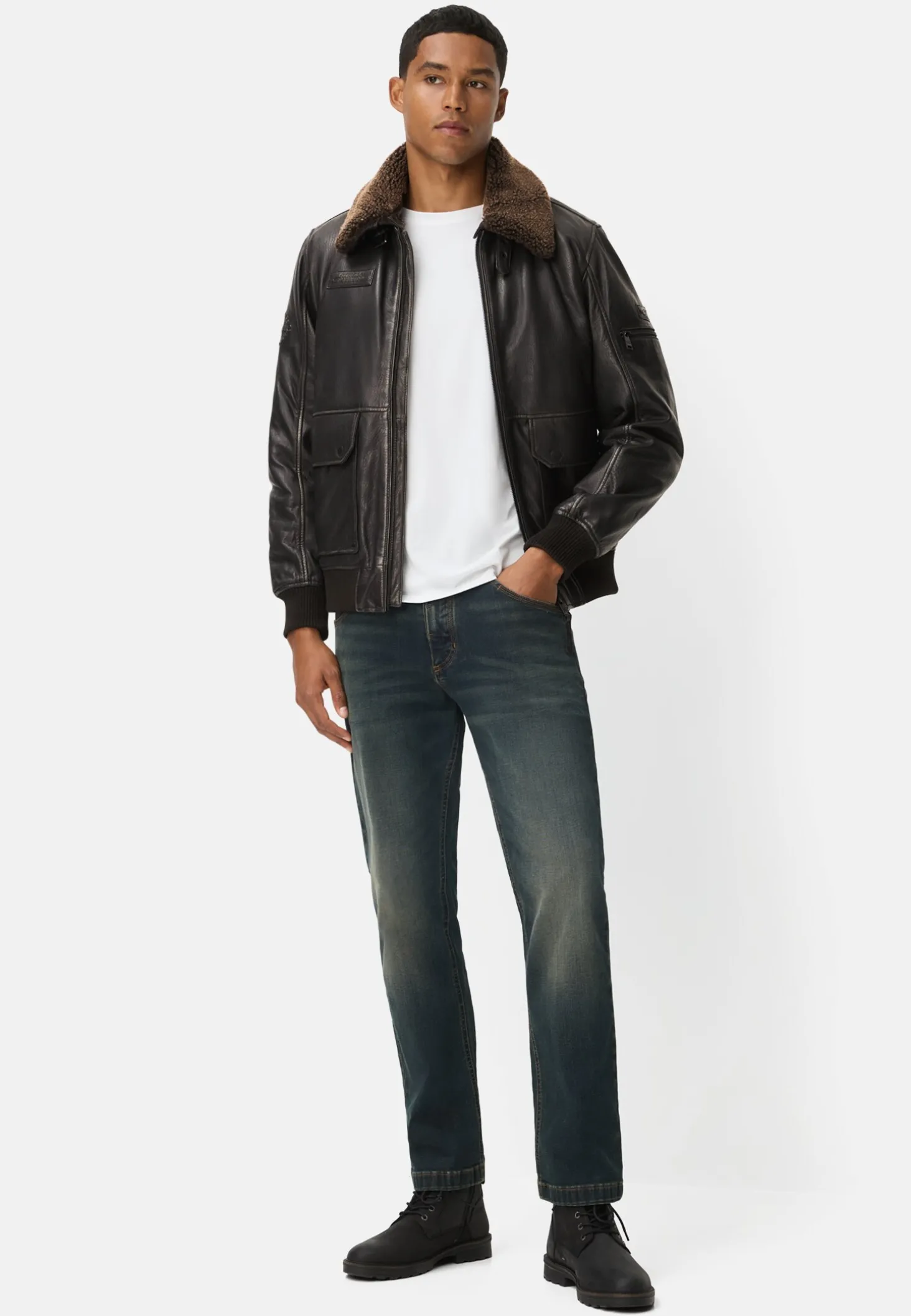 Lederjacke mit Innentaschen