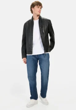 Lederjacke mit Reißverschlusstaschen