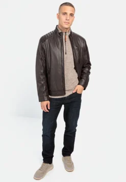 Lederjacke mit Stehkragen