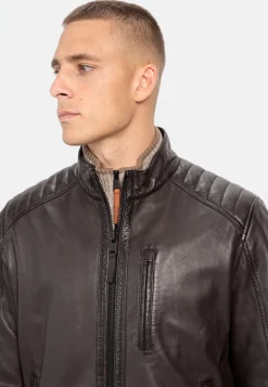 Lederjacke mit Stehkragen