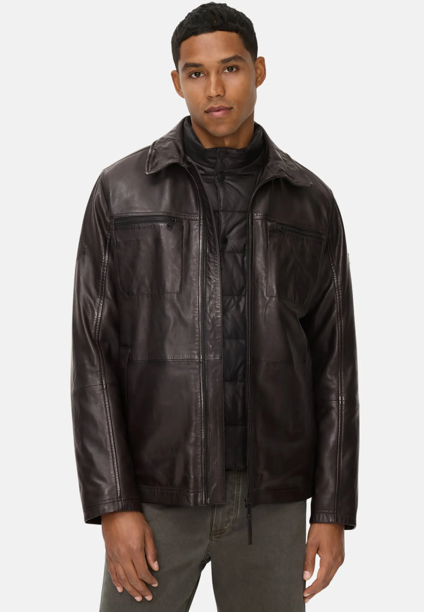 Lederjacke mit Steppfutter