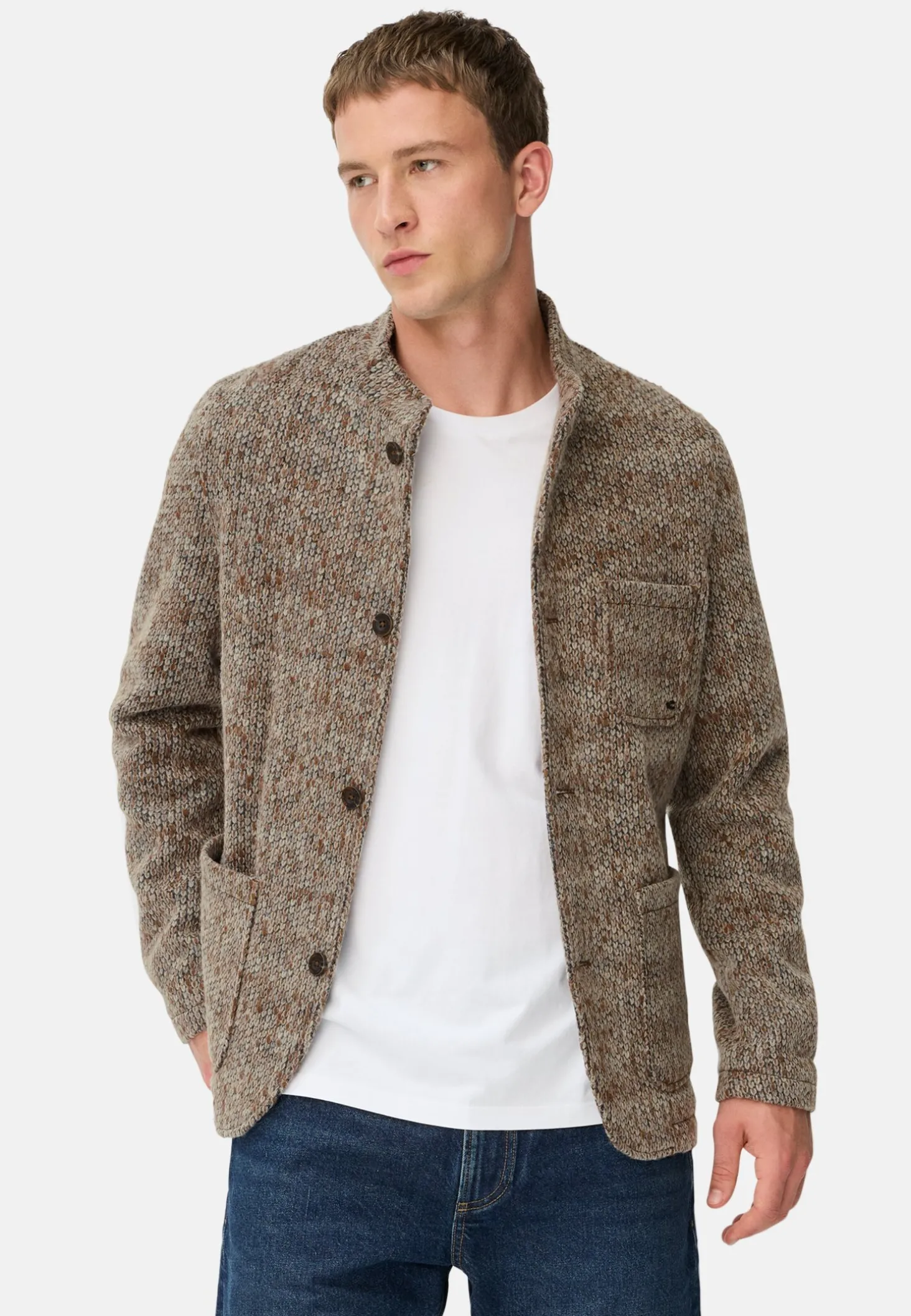 Melierte Jacke mit Stehkragen