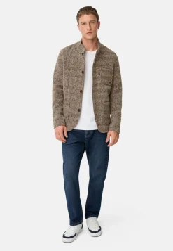 Melierte Jacke mit Stehkragen