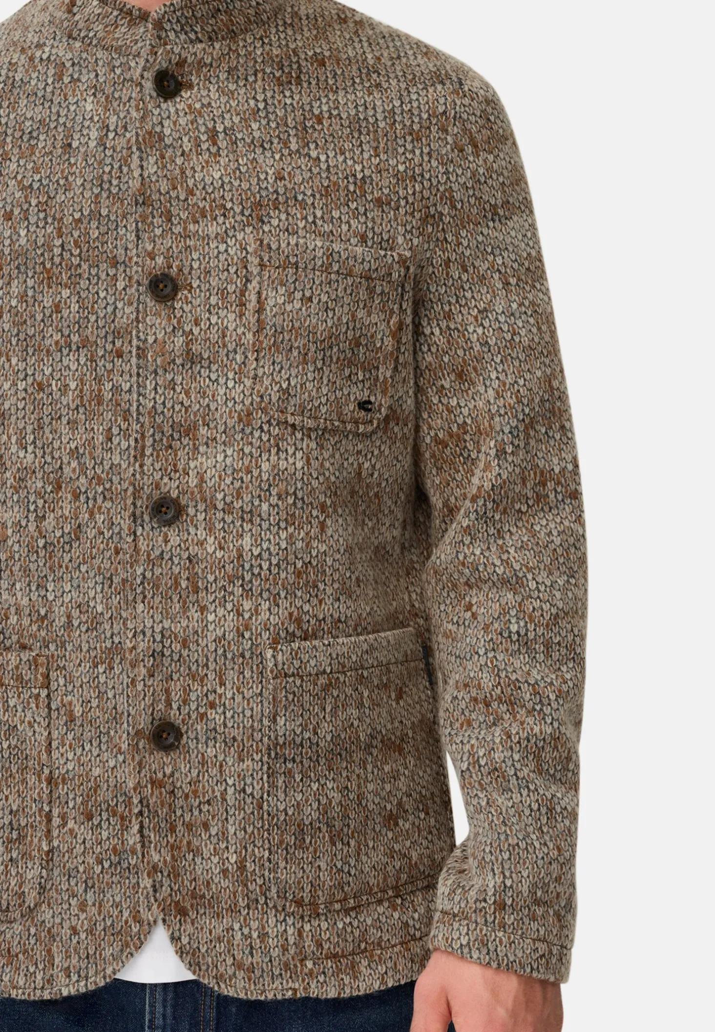Melierte Jacke mit Stehkragen