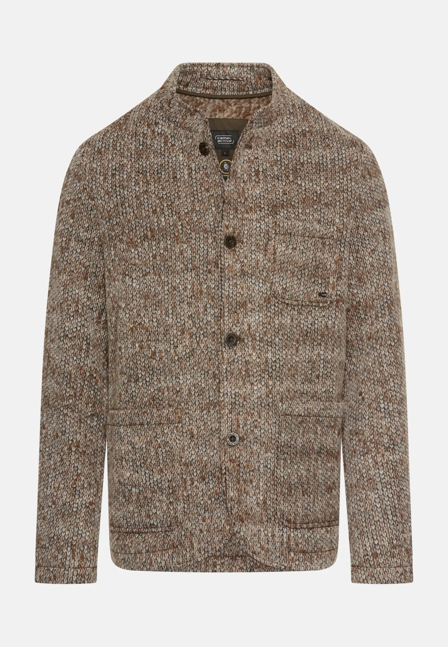 Melierte Jacke mit Stehkragen