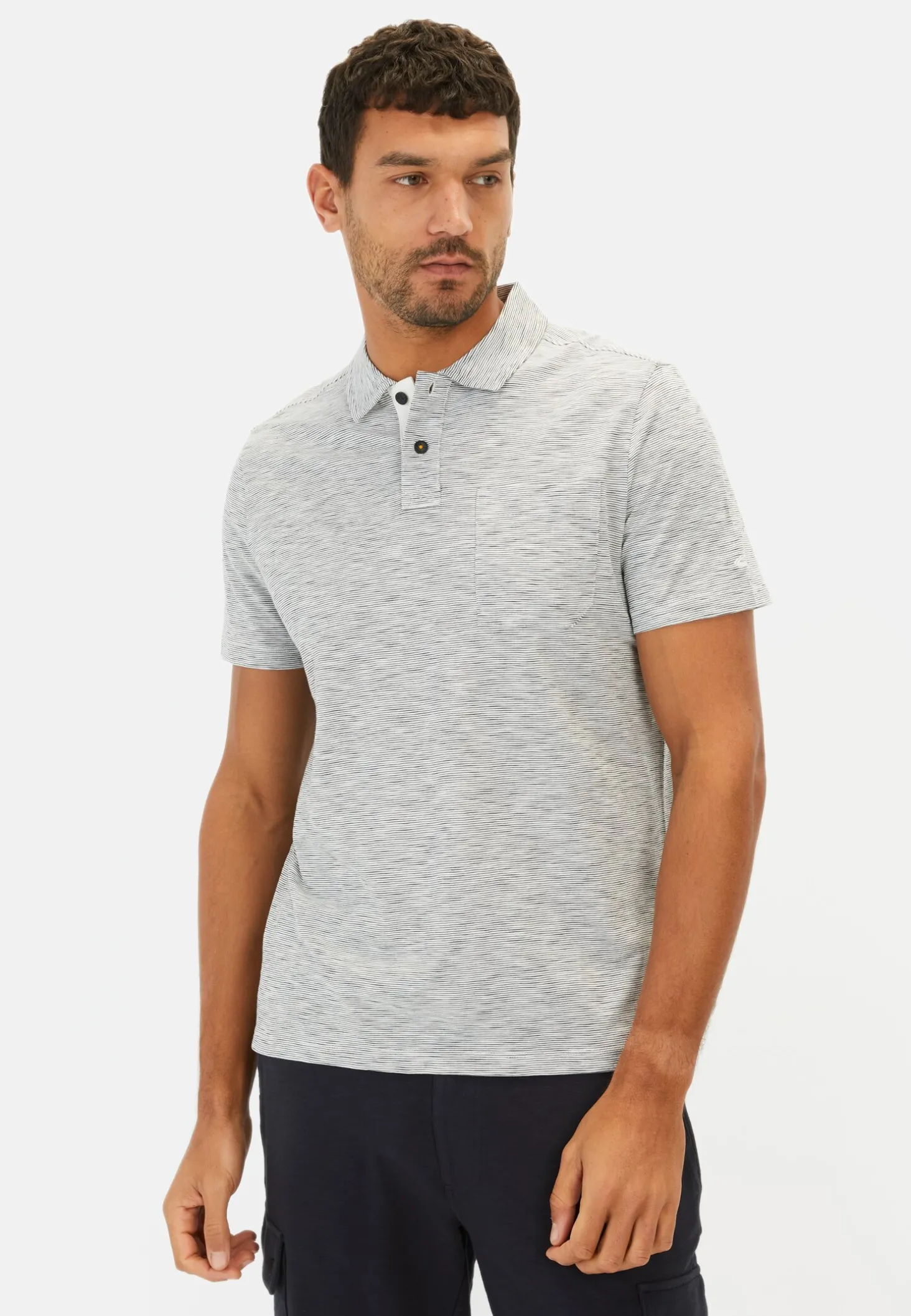 Meliertes Kurzarm Poloshirt aus Baumwolle