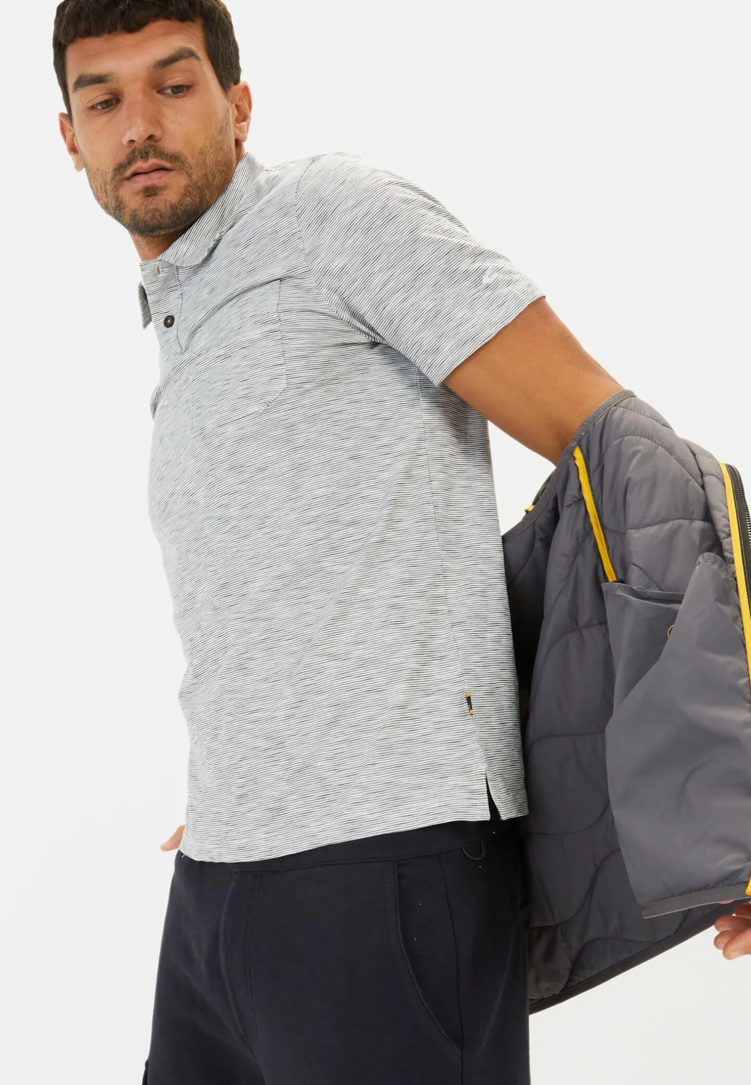 Meliertes Kurzarm Poloshirt aus Baumwolle