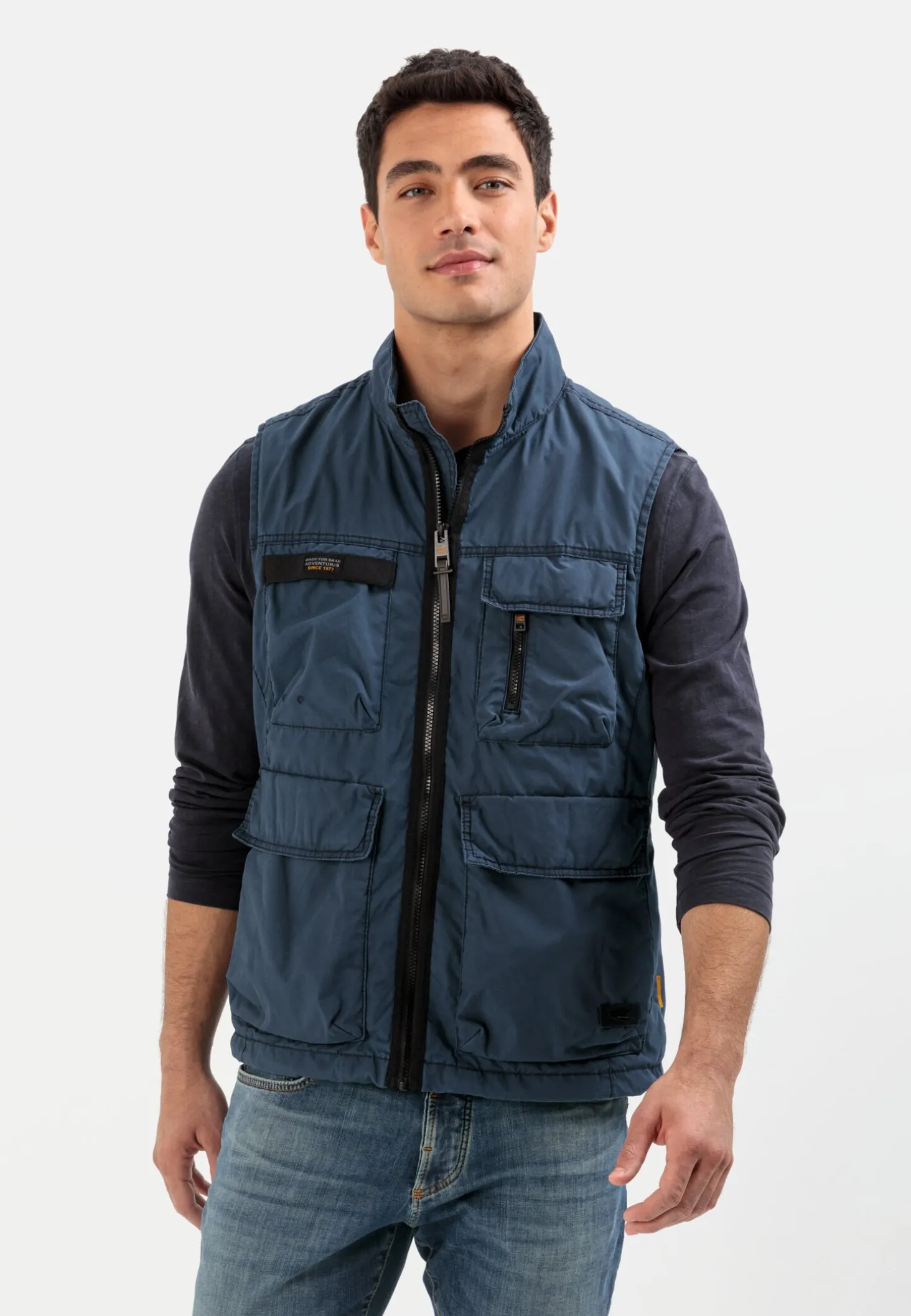 Multipocket Weste mit Stehkragen