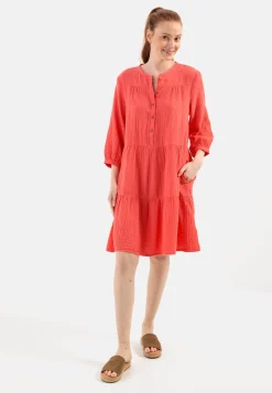 Musselin Stufenkleid mit Knopfleiste