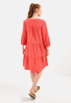 Musselin Stufenkleid mit Knopfleiste