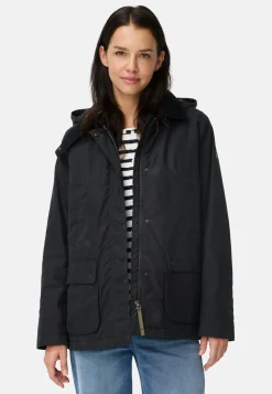 Outdoor Jacke mit abnehmbarer Kapuze und Kordkragen