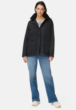 Outdoor Jacke mit abnehmbarer Kapuze und Kordkragen