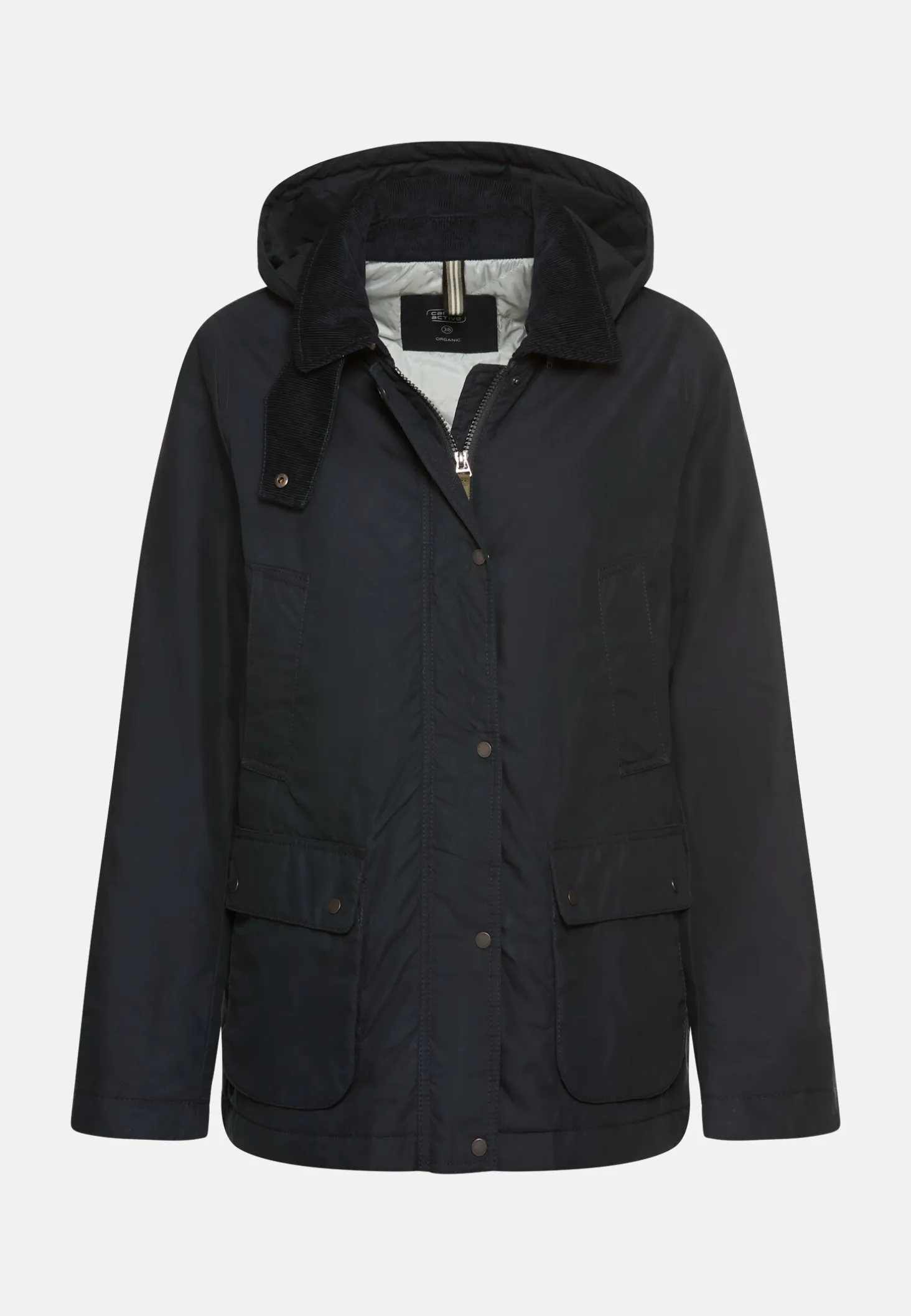 Outdoor Jacke mit abnehmbarer Kapuze und Kordkragen