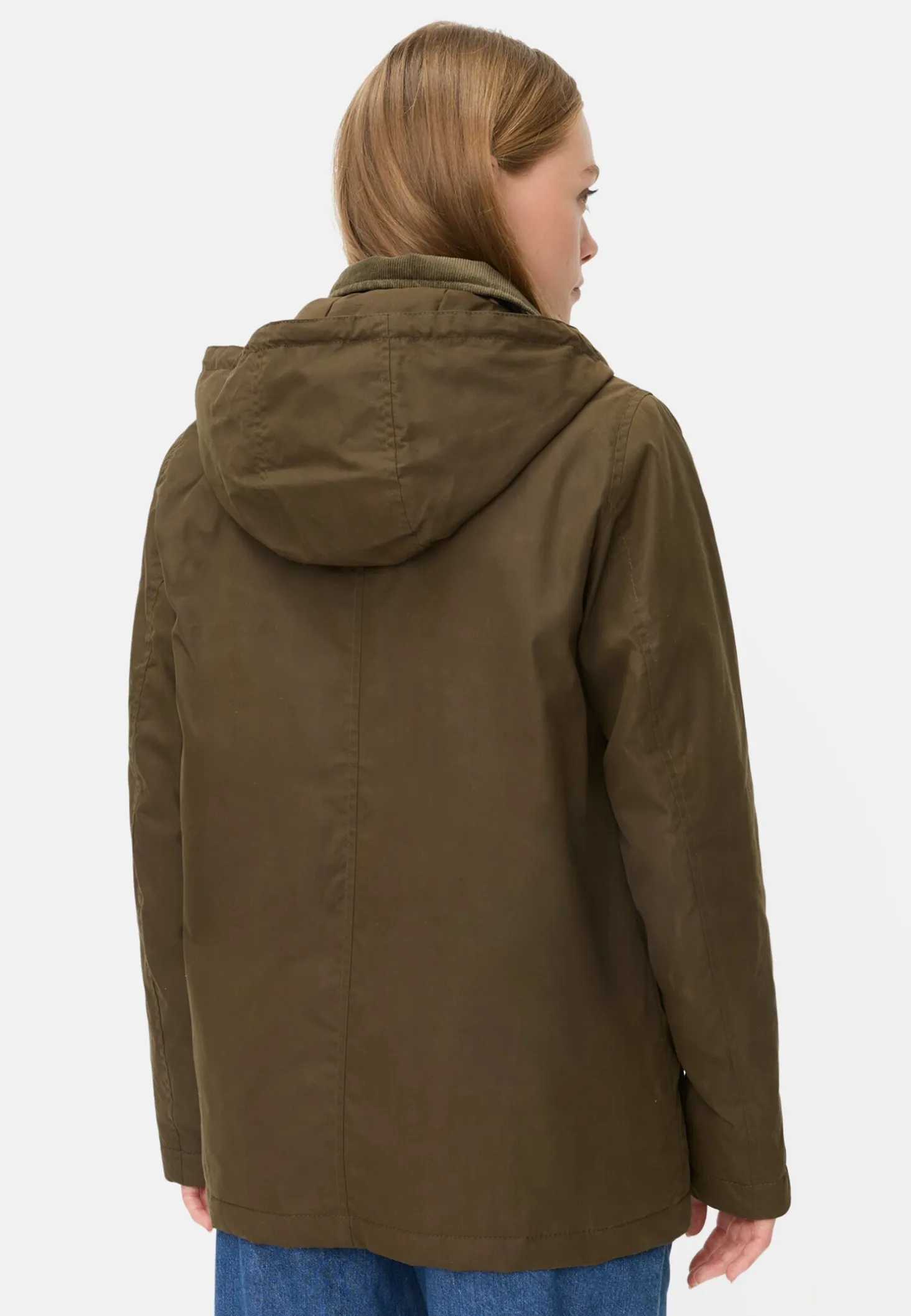 Outdoor Jacke mit abnehmbarer Kapuze und Kordkragen