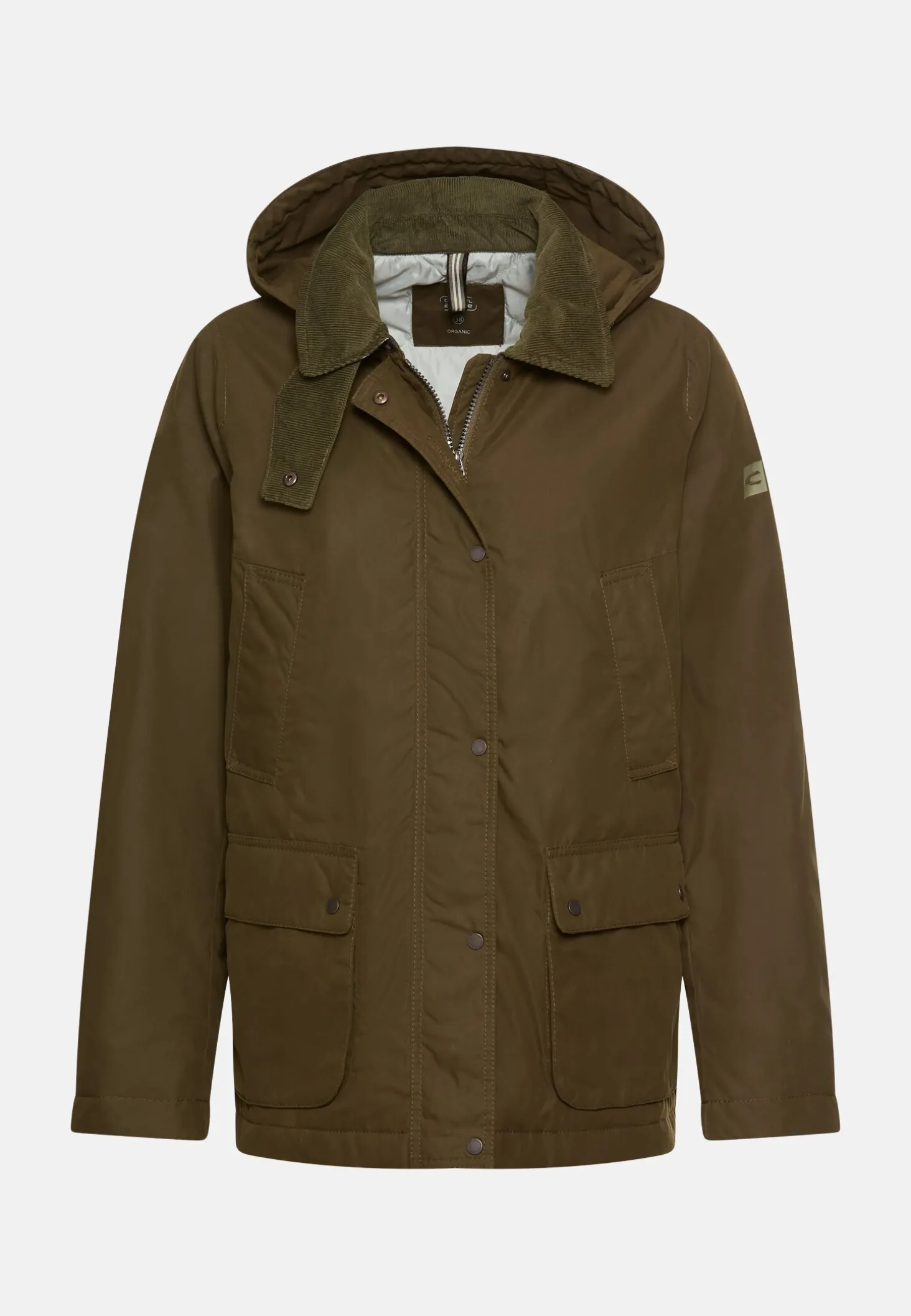 Outdoor Jacke mit abnehmbarer Kapuze und Kordkragen