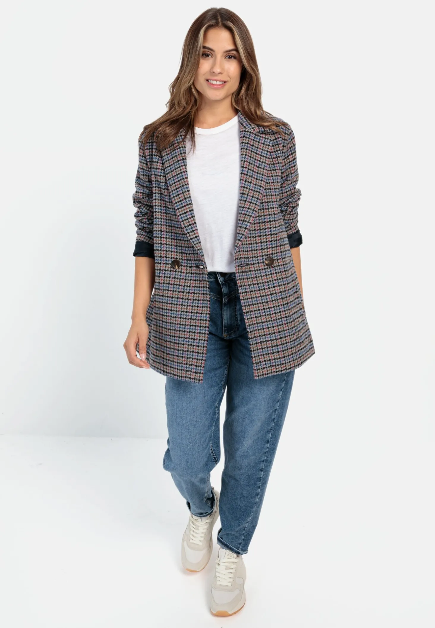 Oversized Blazer mit kariertem Muster