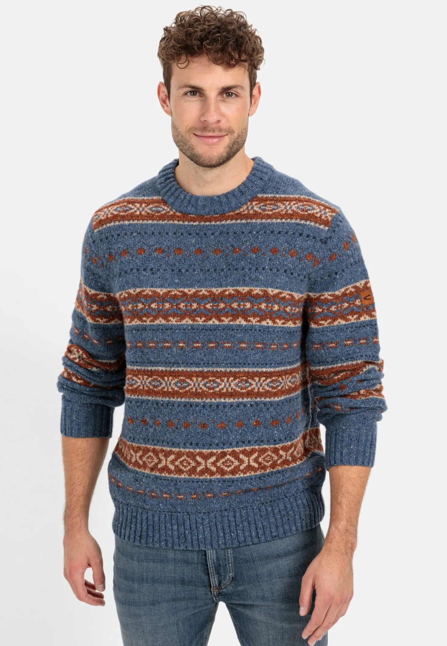Rundhals Pullover mit Kontraststreifen