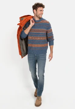 Rundhals Pullover mit Kontraststreifen