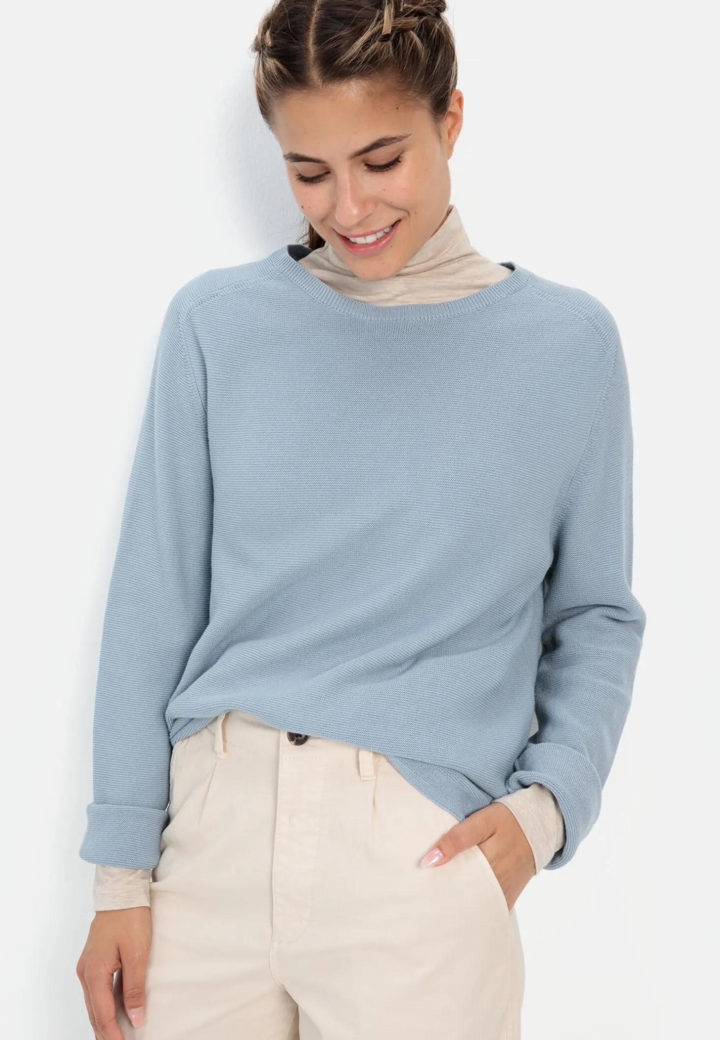 Rundhals Sweatshirt aus reiner Baumwolle