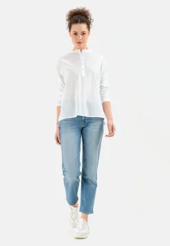 Schlupfbluse mit Jerseyeinsatz