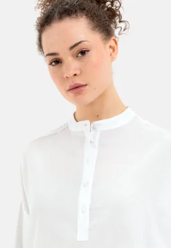 Schlupfbluse mit Jerseyeinsatz