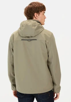 Softshelljacke mit abnehmbarer Kapuze und reflektierenden Details